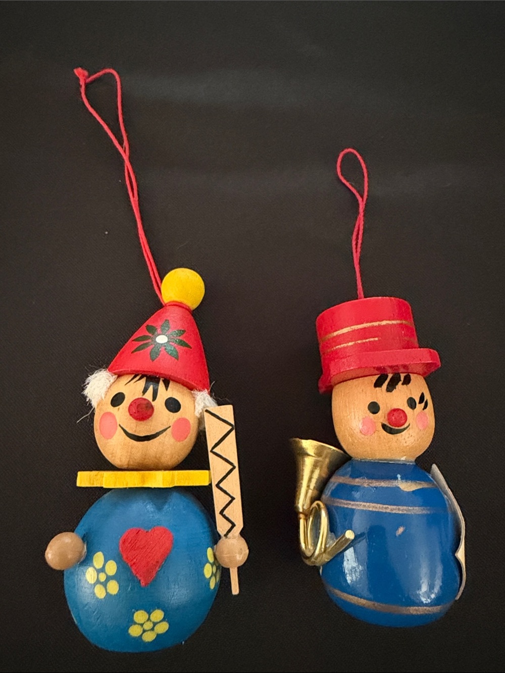 Vintage Wooden Steinbach Volkskunst Christmas Ornaments Germany